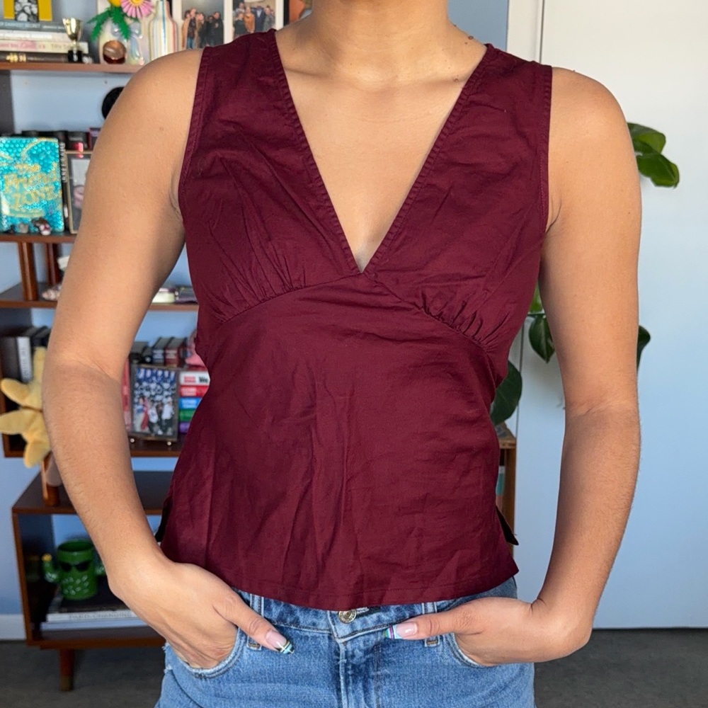 John Galt Burgundy V-Neck Top